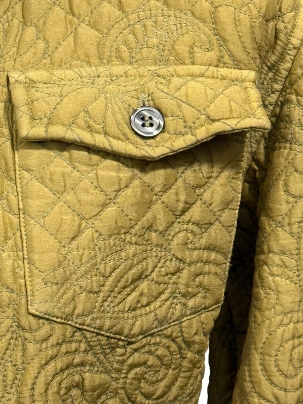Kiko Silk Quilted Jacket Floral Stitch Gold Lightweight Size S - Picture 5 of 9